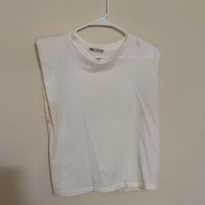 Zara White Sleeveless Crewneck Tank